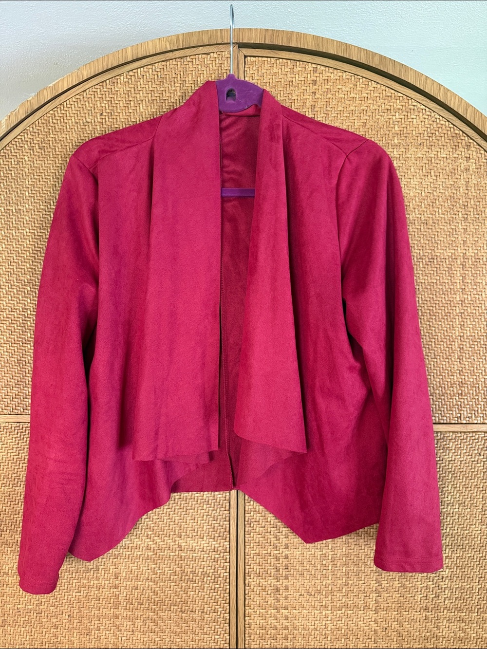 Open-Front Draped Blazer in Berry Pink
